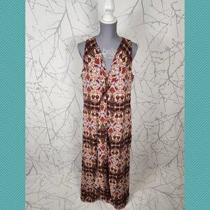 Ronen Chen Artsy Abstract Print Twisted Front Maxi Shift Dress